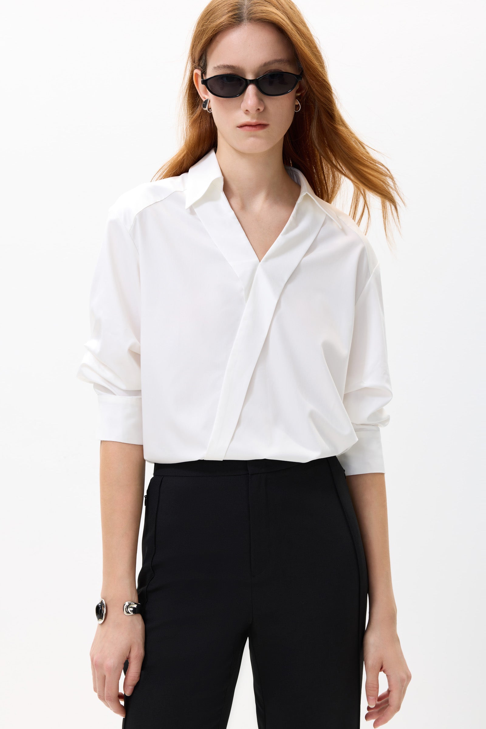 LILY Scissor-Collar Asymmetric Blouse – LILY EDIT